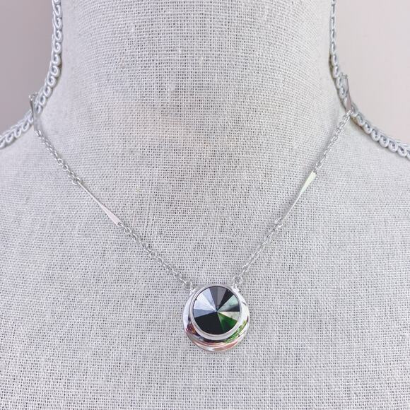 VTG Signed Sarah Coventry Clip Earrings Necklace Set Black Glass Silver Tone 70s - Picture 2 of 13